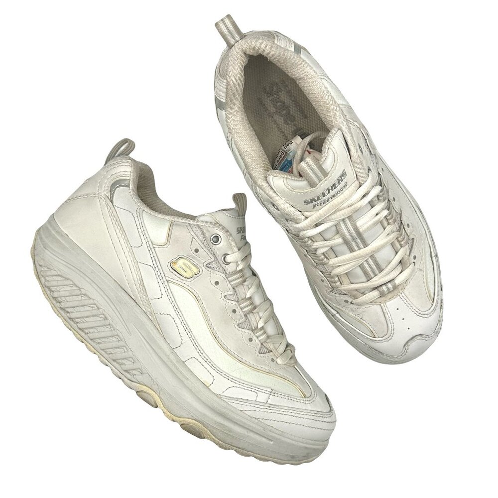 Skechers Y2K 2000s White Leather Sneakers Active Walking Toning Shoes
